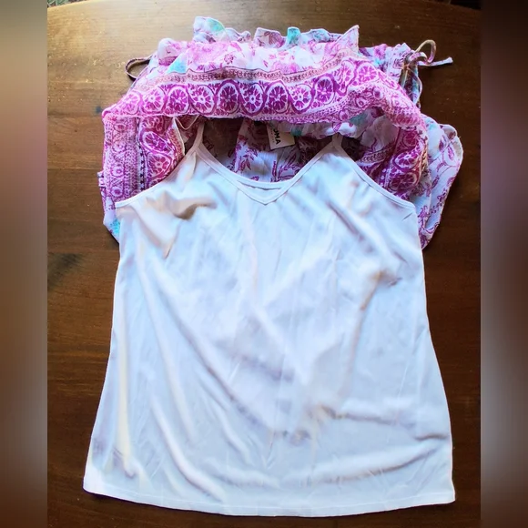 Sonoma Goods For Life Sheer Floral  Ruffle Boho Top/Cami Set - Picture 7 of 11